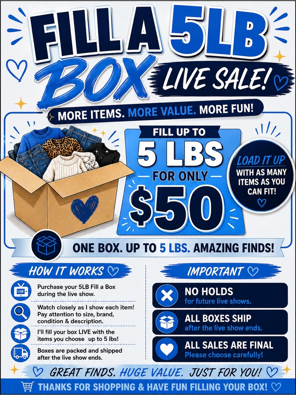 LIVE FILL A BOX BUNDLE | Mixed Brands | variety of Styles & Sizes| Bulk